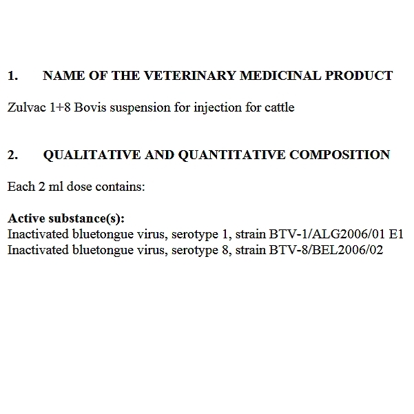 Zulvac 1+8 Bovis Vaccine